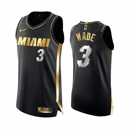 Maillot Basket Miami Heat Dwyane Wade 3 2020-21 Noir Golden Edition Swingman - Homme